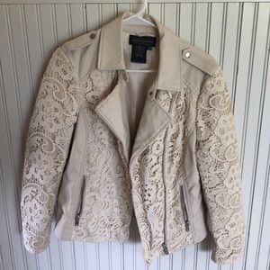 Faux Leather Jacket with Lace accents
